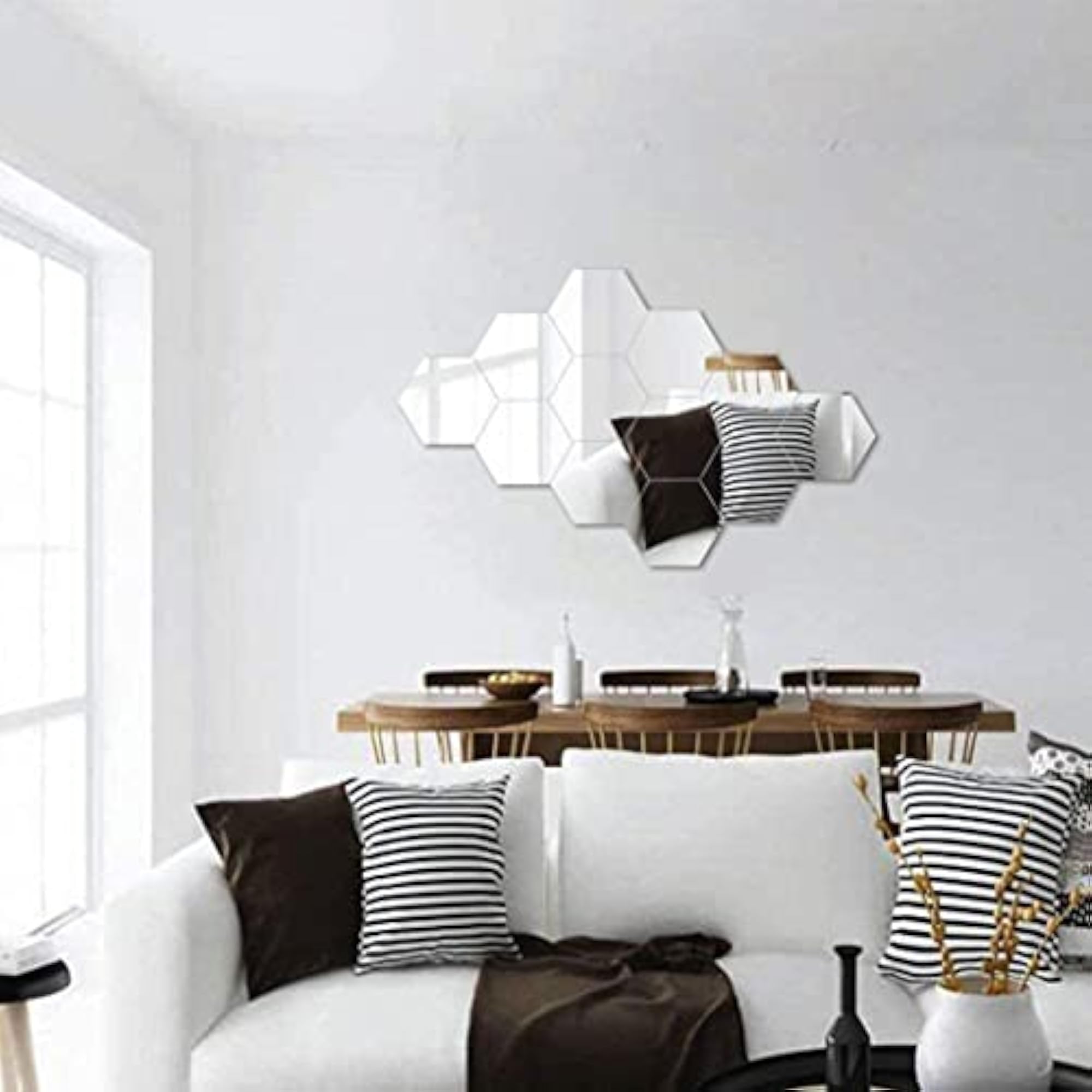 Hexagon Mirror Wall Sticker Set, 12 PCs